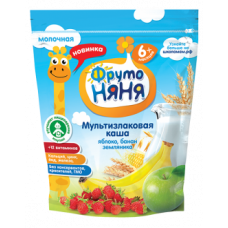 Каша ФрутоНяня мультизлаковая молочная с яблоком бананом и земляникой 200гр