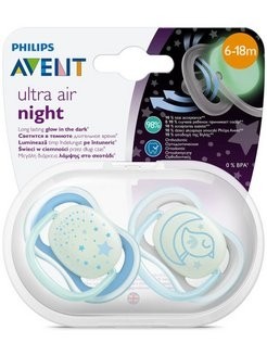 Philips AVENT SCF376/21 Пустышка силиконовая ночная Ultra Air 6-18 мес 