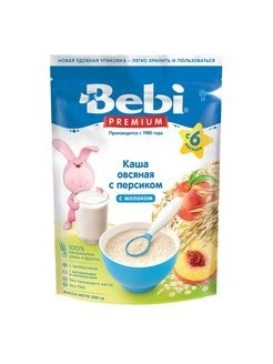 Детская каша Bebi Premium молочная овсяная с персиком 250гр