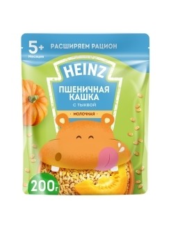 Heinz Кашка пшеничная с молоком и тыквой пауч 250гр