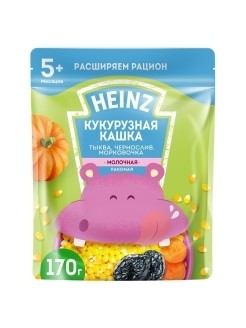 Heinz Кашка Лакомая кукурузная: тыква морковь чернослив 200гр