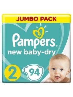 Pampers Подгузники New Baby-Dry 4-8 кг, 2 размер, 94 шт