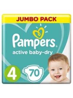 Pampers Подгузники Active Baby-Dry 9-14 кг, 4 размер, 70 шт