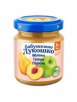 Бабушкино лукошко Пюре яблоко-груша-персик 100г с 5 мес
