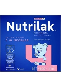 Nutrilak Premium  4 (3*300г) детское Молочко 900г с 18 мес