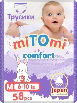 miTOmi Трусики-подгузники miTOmi Comfort  М (6-10 кг) 58 шт 