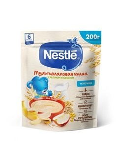 Nestle® Молочная мультизлаковая каша с яблоком и бананом 220гр