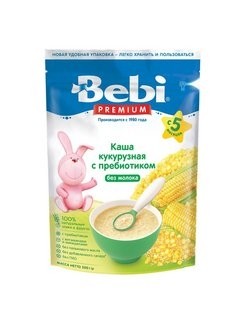 Детская каша Bebi Premium безмолочная кукурузная с пребиотиками 200гр