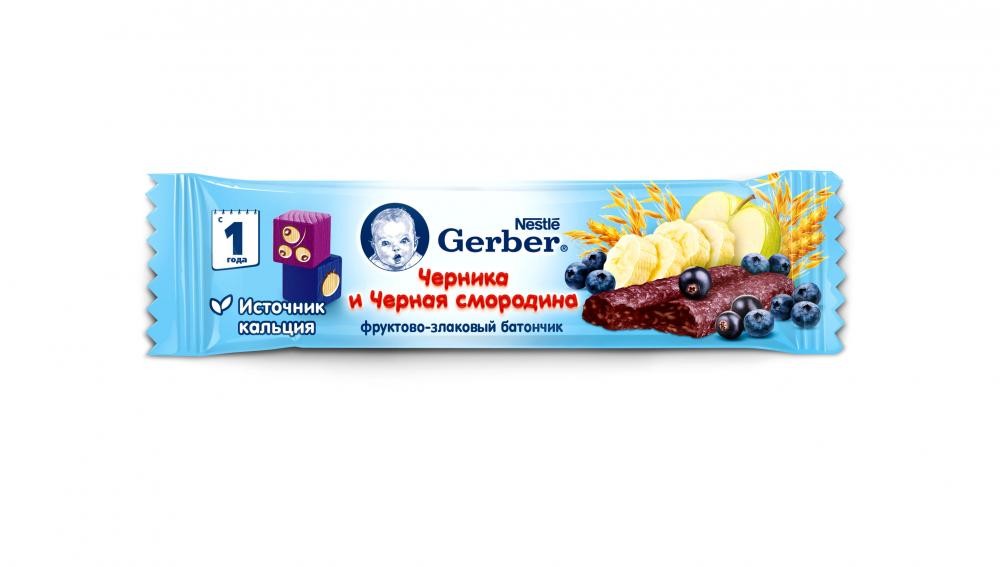 Батончик Gerber фруктово-злаковый с черникой и черной смородиной с 12 мес. 25 г