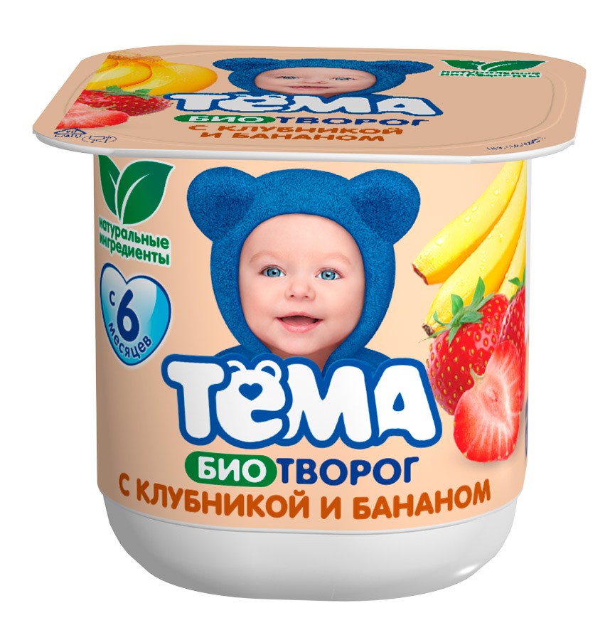 Творог детский Тёма клубника и банан 4,2% с 6 месяцев 100 г