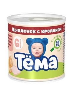 Тёма Пюре Тёма Цыпленок с кроликом 90г с 6 мес
