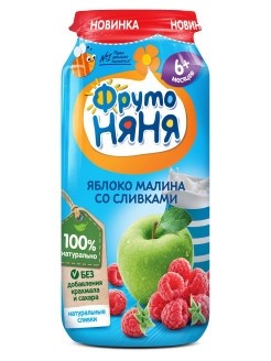 Фрутоняня пюре яблоко малина со сливками