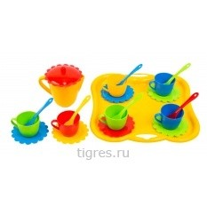 Набор игрушечной посуды Ромашка с подносом 22 элемента