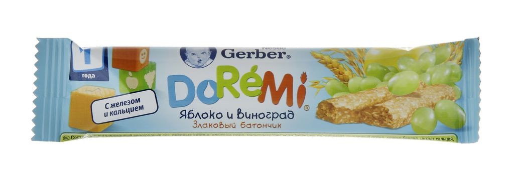 Батончик Gerber фруктово-злаковый с яблоком и виноградом с 12 мес. 25 г