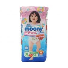Японские подгузники-трусики Moony для девочек XL 12-17кг 38шт