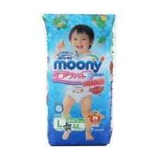 Японские подгузники-трусики Moony для мальчиков L 9-14кг 44шт