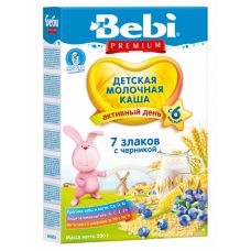 Детская каша Bebi Premium молочная 7 злаков с черникой 200гр