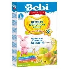 Детская каша Bebi Premium молочная фруктово-злаковое ассорти 250гр