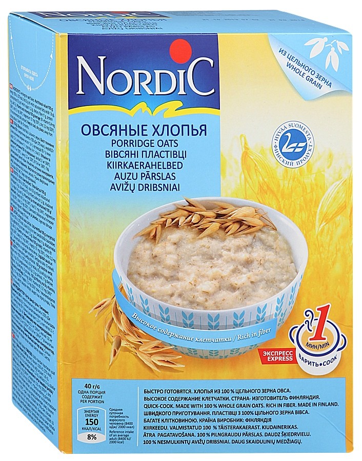 Nordic хлопья овсяные, 500 г 1 мин