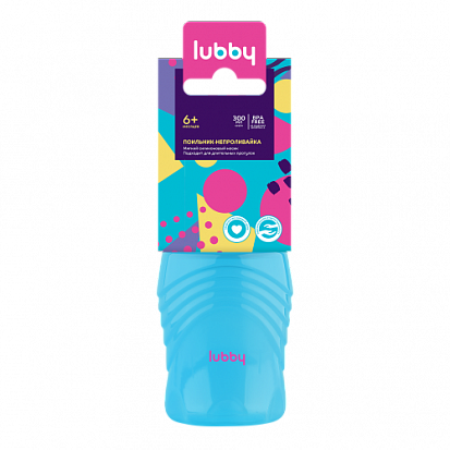 LUBBY 28528  Поильник-непроливайка с мягк. нос., микс, от 6 мес., 300 мл.,