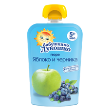 Бабушкино Лукошко Пюре из яблок и черники 90гр пауч