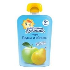 Бабушкино Лукошко Пюре из яблок и груш 90гр пауч