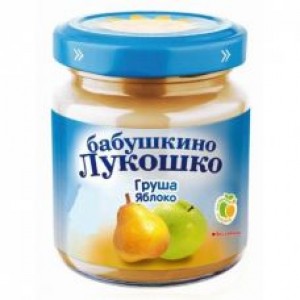 Пюре из груш и яблок Бабушкино Лукошко без сахара 100гр