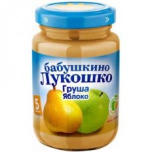 Пюре из груш и яблок Бабушкино Лукошко без сахара 200гр