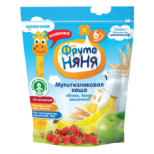 Каша ФрутоНяня мультизлаковая молочная с яблоком бананом и земляникой 200гр