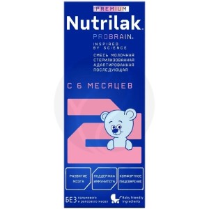 NUTRILAK PREMIUM №2. СМЕСЬ ЖИДКАЯ МОЛОЧНАЯ СТЕРИЛИЗОВАННАЯ. (ОТ 6 ДО 12 МЕСЯЦЕВ) 200Г