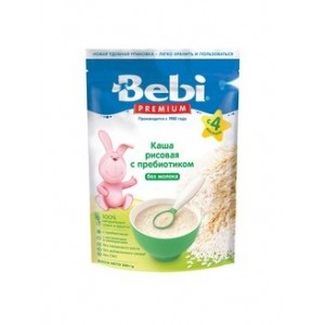 Детская каша Bebi Premium безмолочная рисовая с пребиотиками 200гр