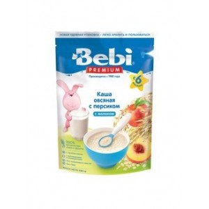Детская каша Bebi Premium молочная овсяная с персиком 250гр