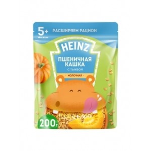 Heinz Кашка пшеничная с молоком и тыквой пауч 250гр