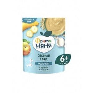 Каша ФрутоНяня овсяная молочная с бананом и яблоком 200гр