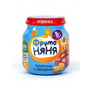 Фрутоняня  пюре телятина с овощами,100 гр  с 8 мес