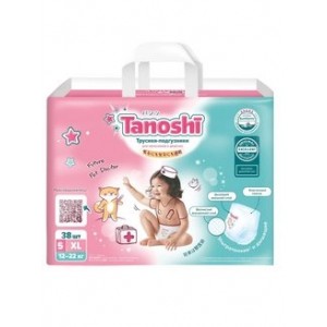 Tanoshi Трусики-подгузники для детей, размер XL 12-22 кг, 38 шт