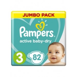 Pampers Подгузники Active Baby-Dry 6-10 кг, 3 размер, 82 шт