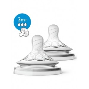 Philips AVENT SCF043/27, Соска средний поток Natural, 2 шт., 3 мес.+