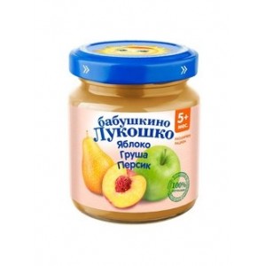 Бабушкино лукошко Пюре яблоко-груша-персик 100г с 5 мес