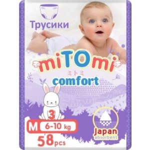 miTOmi Трусики-подгузники miTOmi Comfort  М (6-10 кг) 58 шт 
