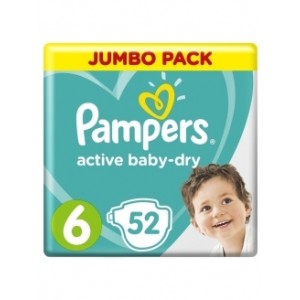 Pampers Подгузники Active Baby-Dry 13-18 кг, 6 размер, 52 шт