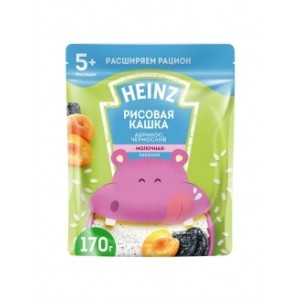 Каша молочная Heinz «Лакомая» рисовая абрикос, чернослив с 5 мес. 200 г