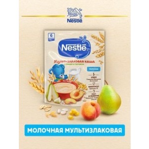 Nestle® Молочная мультизлаковая каша с грушей и персиком 220гр