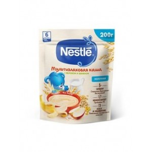 Nestle® Молочная мультизлаковая каша с яблоком и бананом 220гр