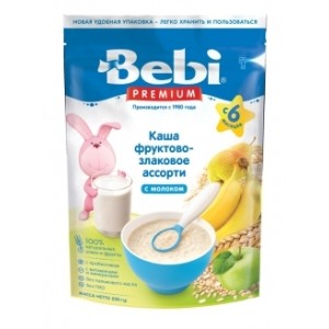 Детская каша Bebi Premium молочная фруктово-злаковое ассорти 250гр