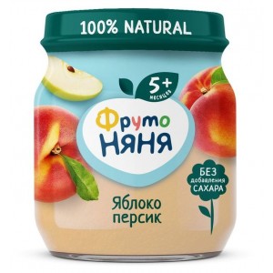 Пюре ФрутоНяня яблоко персик натуральное 100гр