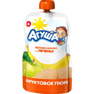 Пюре Агуша яблоко-банан-печенье с 6 месяцев 90 г
