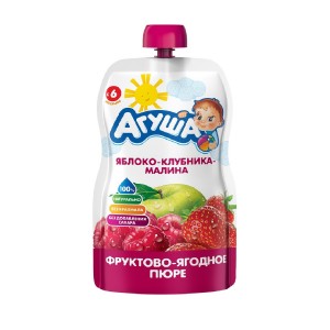 Пюре Агуша яблоко-клубника-малина с 6 месяцев 90 г