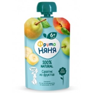 Пюре ФрутоНяня Салатик из фруктов с 6 мес 90 г пауч