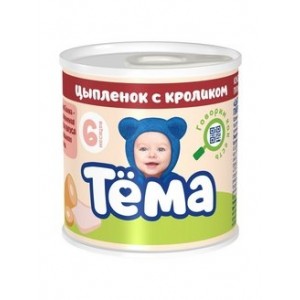 Тёма Пюре Тёма Цыпленок с кроликом 90г с 6 мес